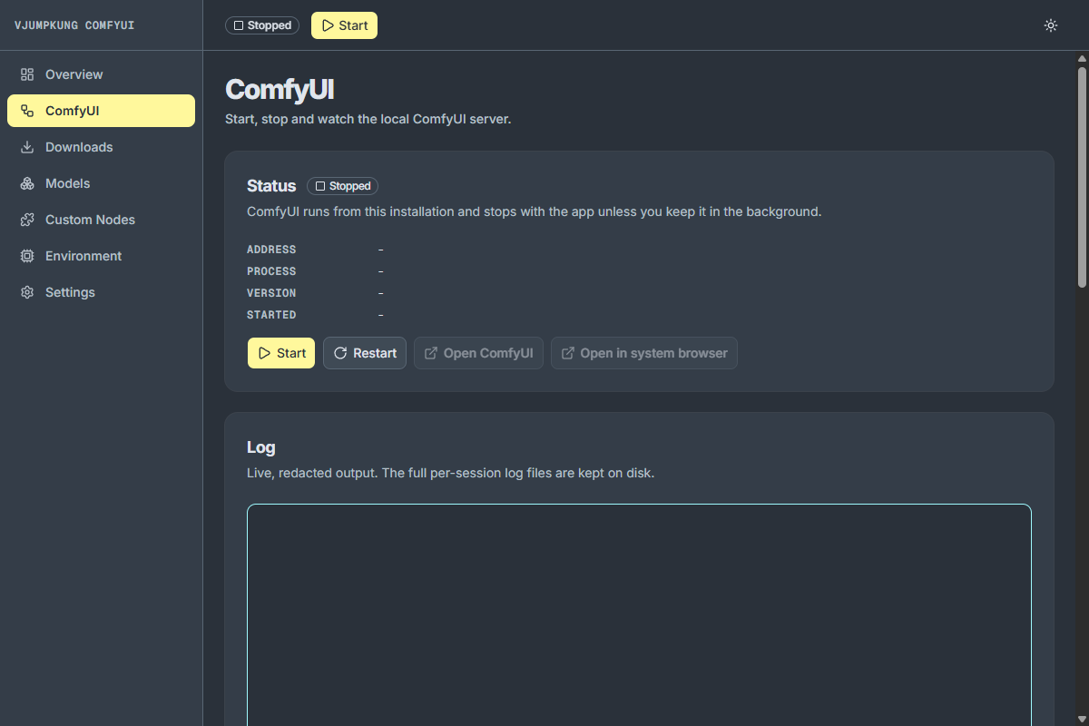 หน้า ComfyUI ตอนยังไม่ได้เปิด