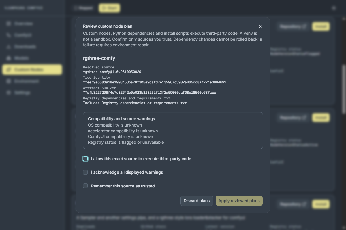 หน้า Review ก่อนติดตั้งจาก Registry