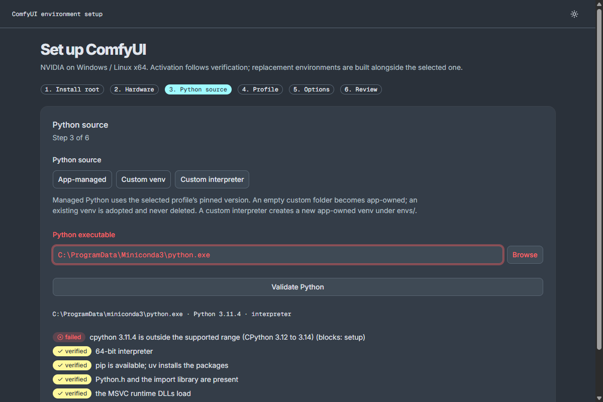 ตัวอย่าง Validate Python ไม่ผ่านเพราะเป็น Python 3.11